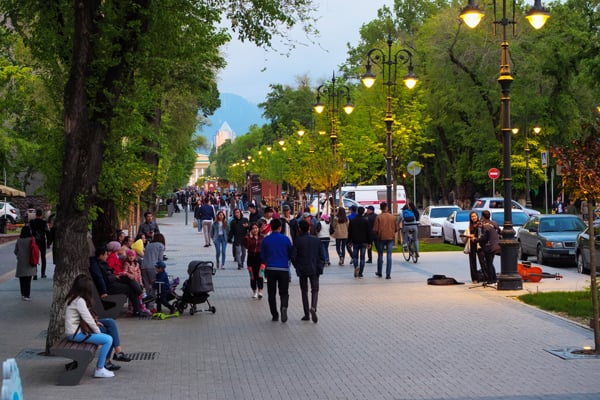 Panfilova Street in Almaty, Kazakhstan