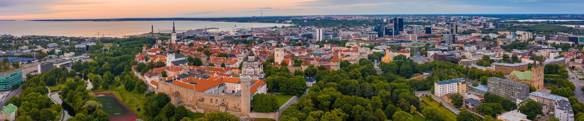 Aerial View of Old Town Tallinn, Estonia