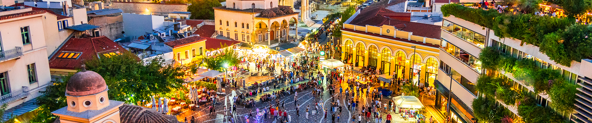 Crowded Market in Athens, Greece