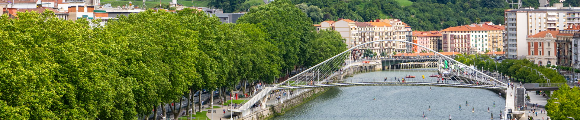 Zubizuri Bridge in Bilbao, Spain