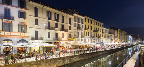 The Navigli district in Milan, Italy