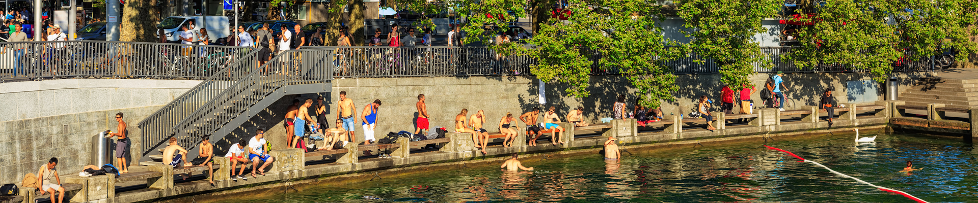 Swimming on Lake Zurich in Switzerland